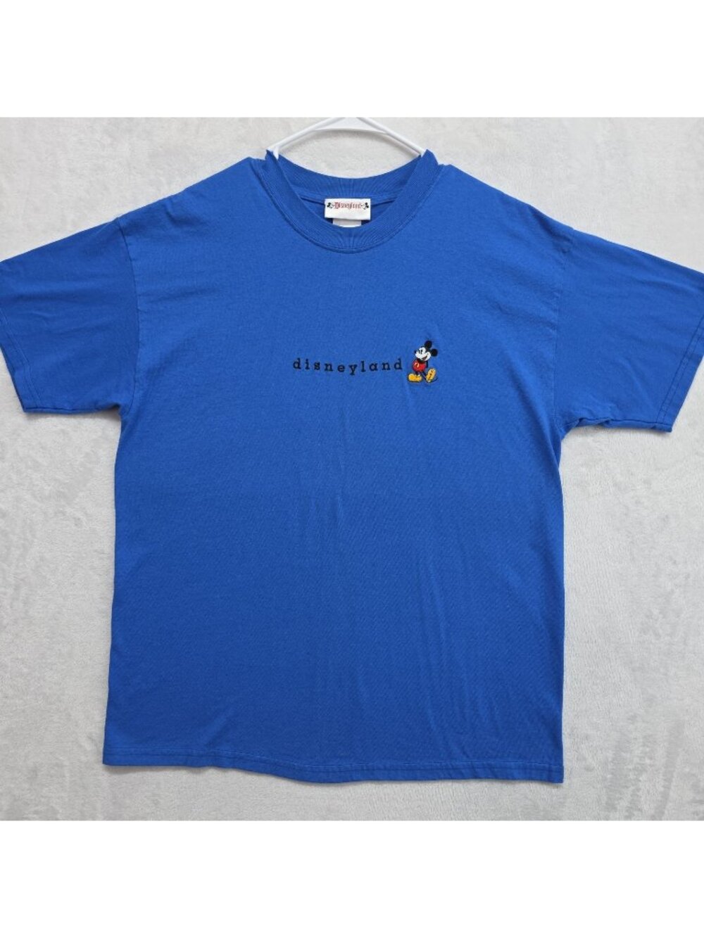 VTG Y2K Embroidered Disneyland Mickey Mouse Logo T-Shirt Mens LG Blue Casual